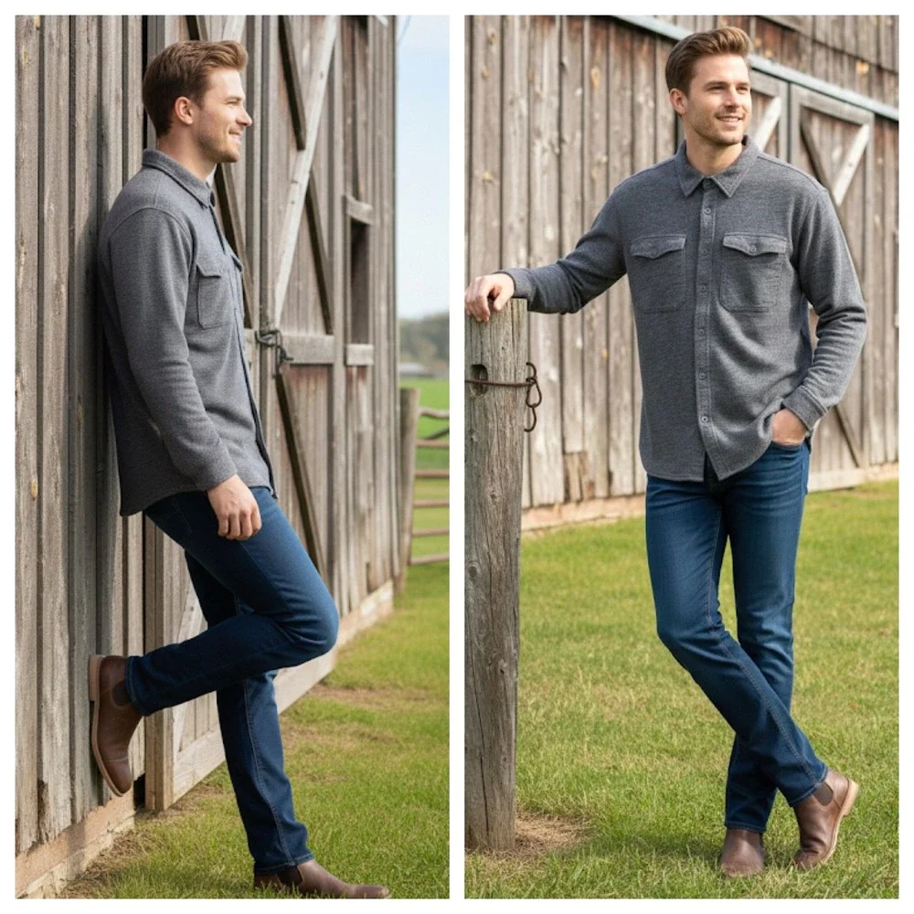 J Crew XL Gray Waffle Thermal‎ Lined Shirt Men Shacket Workwear Gorpcore Utility